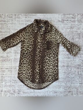 Rue21 Girls Leopard Print Button-Down Shirt - Brown & Tan